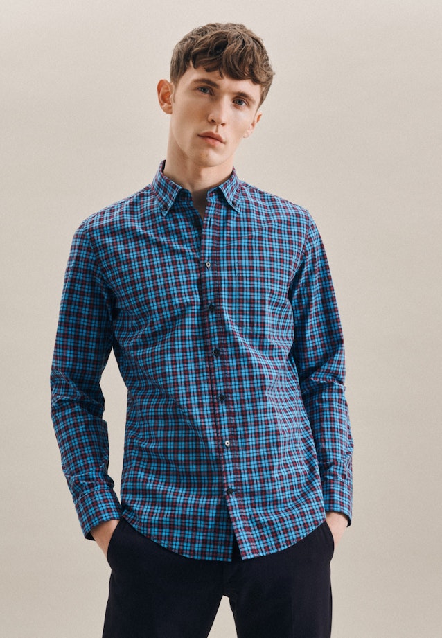 Slim Chemise Business carreaux in Turquoise |  Seidensticker Onlineshop