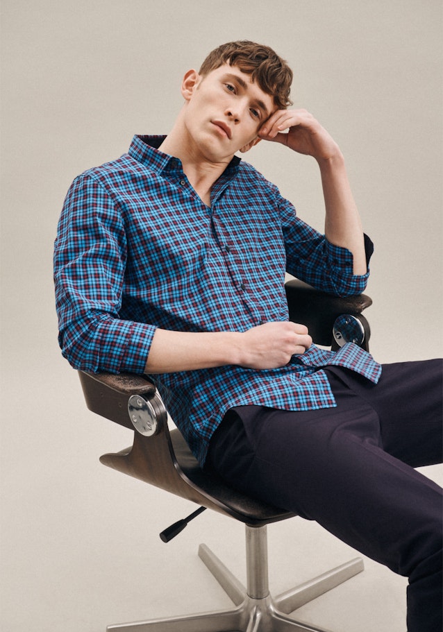 Business overhemd in Slim with Button-Down-Kraag in Turquoise/Petrol |  Seidensticker Onlineshop