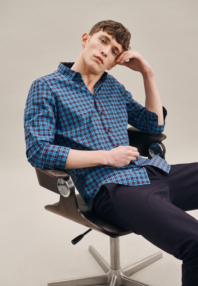 Slim Chemise Business carreaux in Turquoise |  Seidensticker Onlineshop