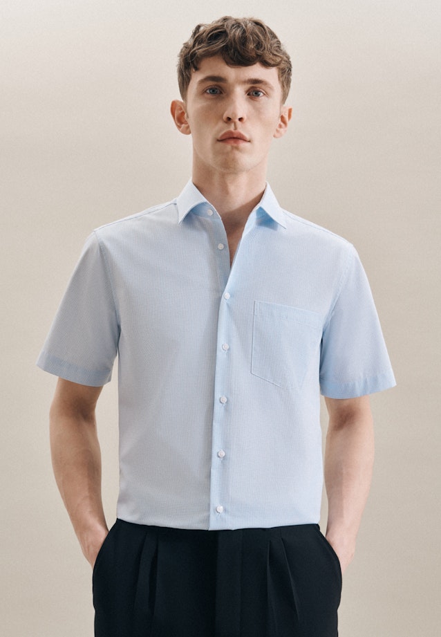 Regular Business Shirt Check in Turquoise |  Seidensticker Onlineshop