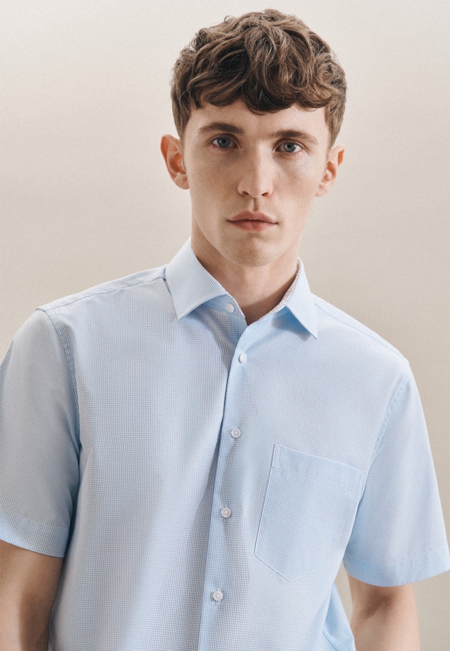 Regular Business Shirt Check in Turquoise |  Seidensticker Onlineshop