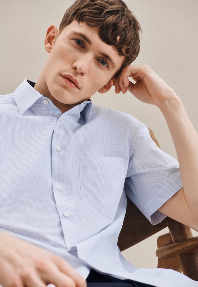 Regular Business Hemd Karo in Hellblau |  Seidensticker Onlineshop