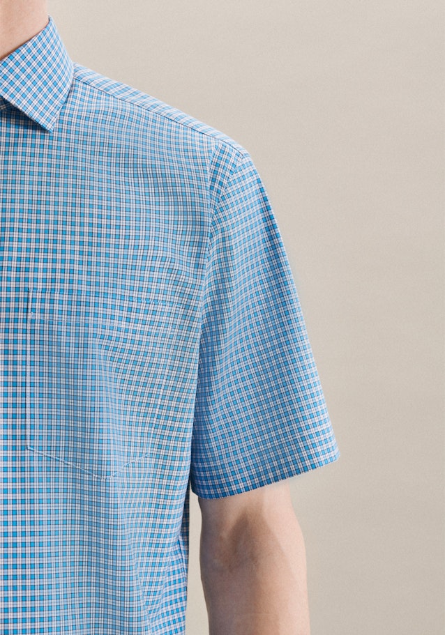 Non-iron Poplin Short sleeve Business Shirt in Regular with Kent-Collar in Turquoise |  Seidensticker Onlineshop