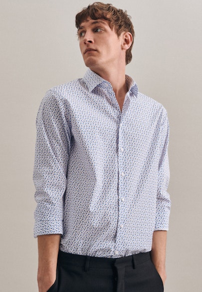 Shaped Business Shirt Print in Turquoise |  Seidensticker Onlineshop