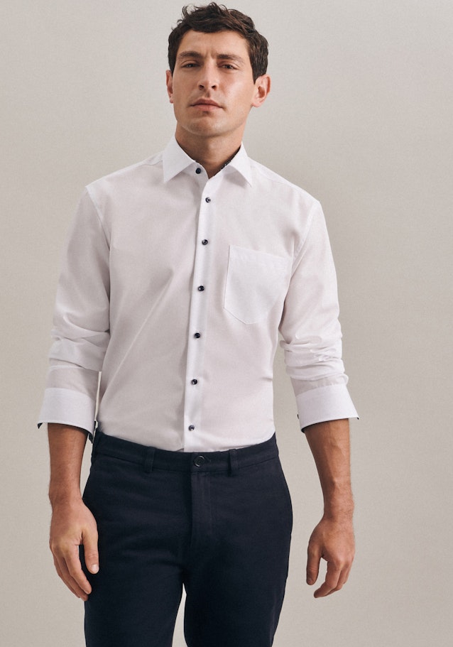 Chemise Business Regular Popeline Col Kent in Blanc |  Seidensticker Onlineshop