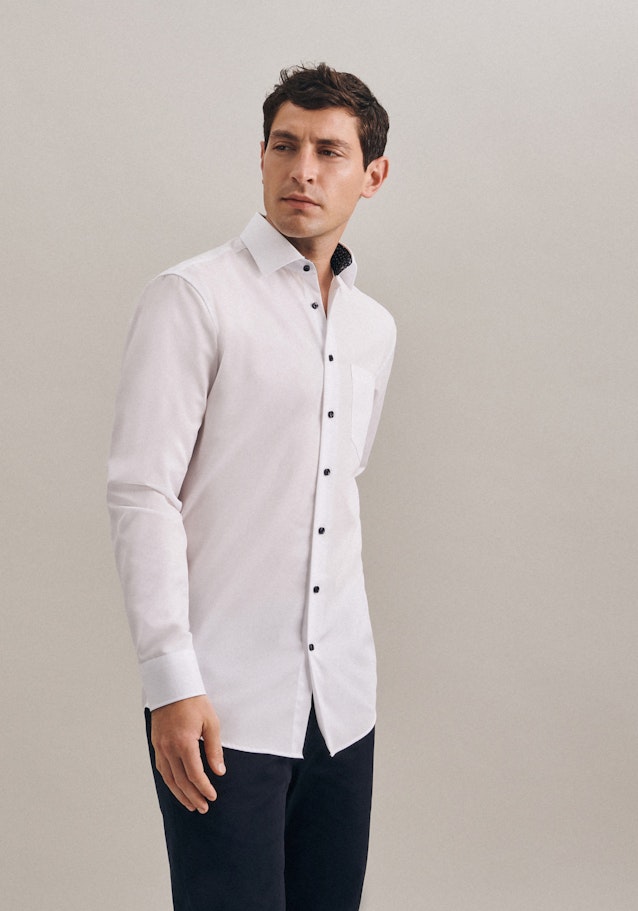 Chemise Business Regular Popeline Col Kent in Blanc |  Seidensticker Onlineshop