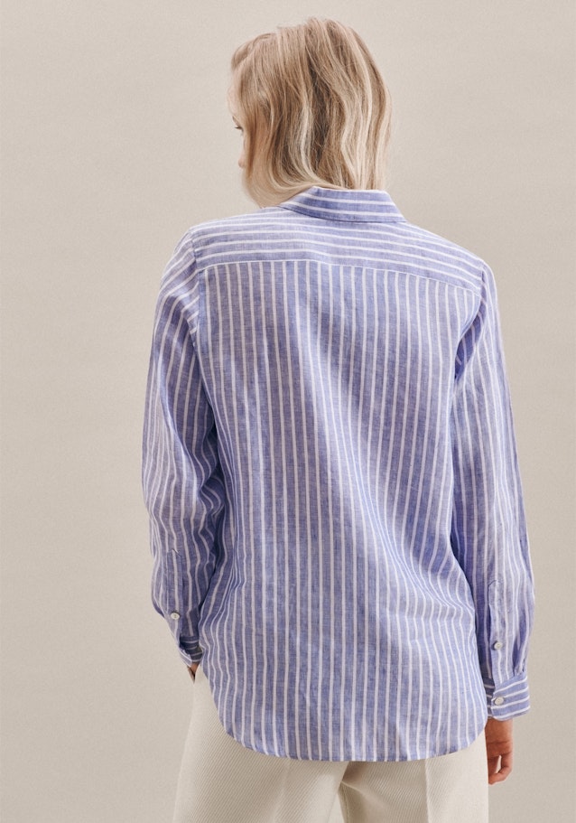 Lange mouwen Linnen Shirtblouse in Middelmatig Blauw |  Seidensticker Onlineshop