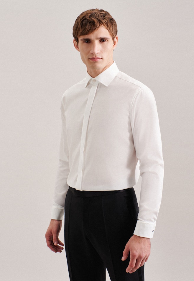 Non-iron Poplin Gala Shirt in Regular with Kent-Collar in Ecru | Seidensticker online shop