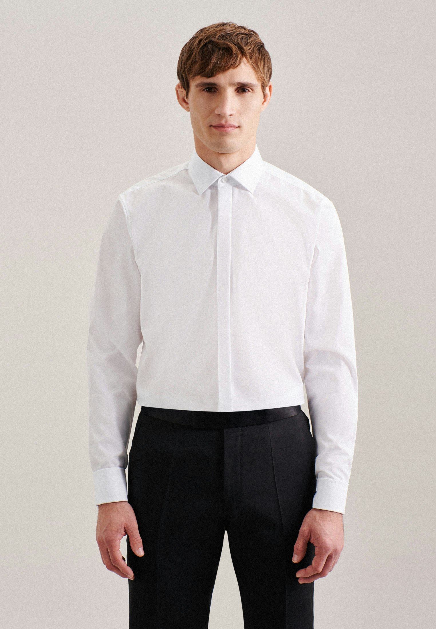 Chemise de soirée Regular sans repassage Col Kent blanc