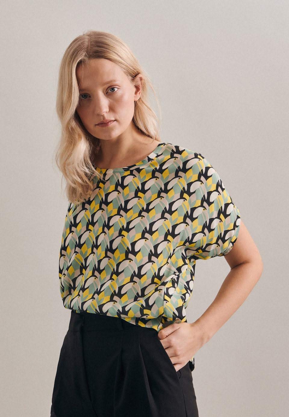 Rundhals Shirtbluse Oversized fit in Gelb |  Seidensticker Onlineshop
