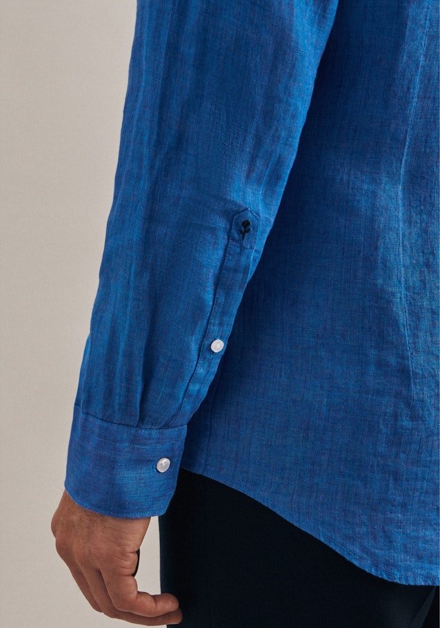 Linen shirt in Shaped with Kent-Collar in Turquoise |  Seidensticker Onlineshop