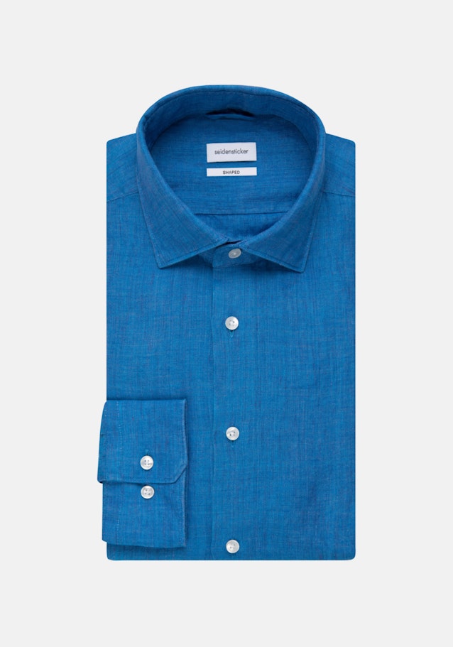 Linen shirt in Shaped with Kent-Collar in Turquoise |  Seidensticker Onlineshop