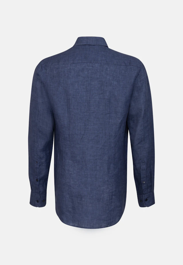 Shaped Linen shirt Plain in Dark Blue |  Seidensticker Onlineshop