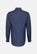 Shaped Linen shirt Plain in Dark Blue |  Seidensticker Onlineshop