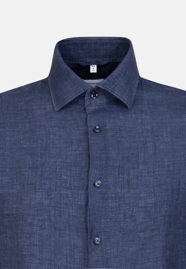 Shaped Linen shirt Plain in Dark Blue |  Seidensticker Onlineshop