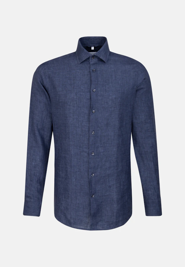 Shaped Linen shirt Plain in Dark Blue |  Seidensticker Onlineshop