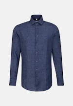 Shaped Linen shirt Plain in Dark Blue |  Seidensticker Onlineshop