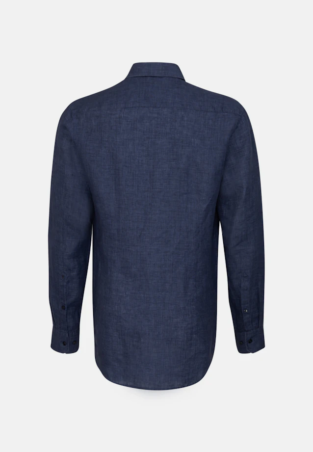 Slim Linen shirt Plain in Dark Blue |  Seidensticker Onlineshop