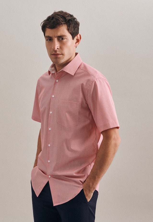 Non-iron Poplin Short sleeve Business Shirt in Regular with Kent-Collar in Red |  Seidensticker Onlineshop