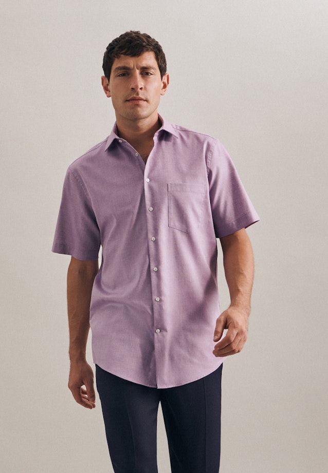 Non-iron Structure Short sleeve Business Shirt in Regular with Kent-Collar in Purple |  Seidensticker Onlineshop