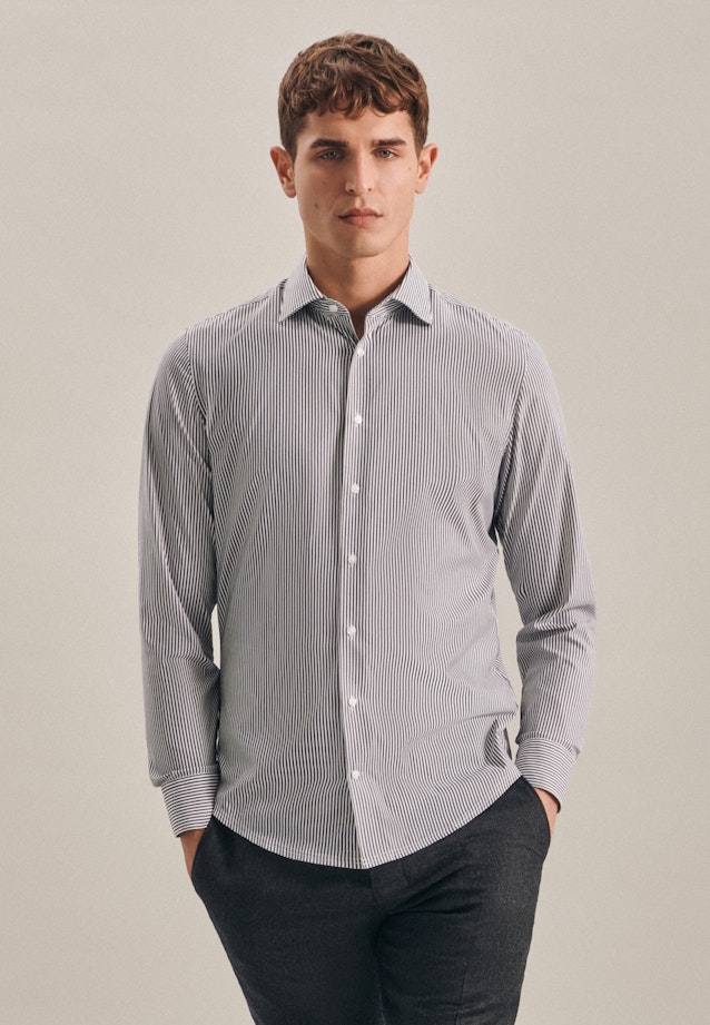 Slim Performancehemd Streifen in Dunkelblau |  Seidensticker Onlineshop