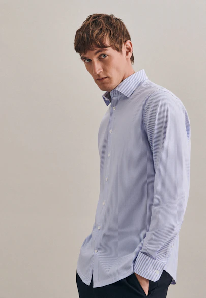 Slim Performancehemd Streifen in Hellblau |  Seidensticker Onlineshop