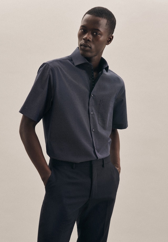 Regular Business Shirt Plain in Dark Blue |  Seidensticker Onlineshop