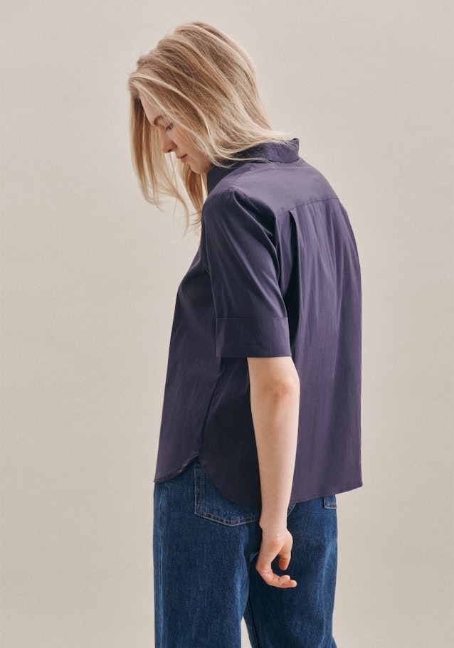 Short sleeve Poplin Shirt Blouse in Dark Blue |  Seidensticker Onlineshop