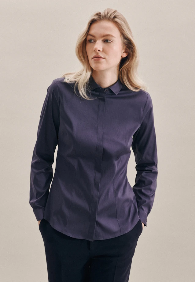 Shirt Blouse Uni in Dark Blue |  Seidensticker Onlineshop