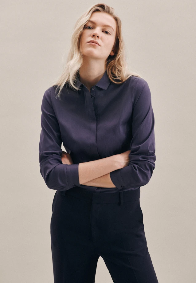 Shirt Blouse Uni in Dark Blue |  Seidensticker Onlineshop