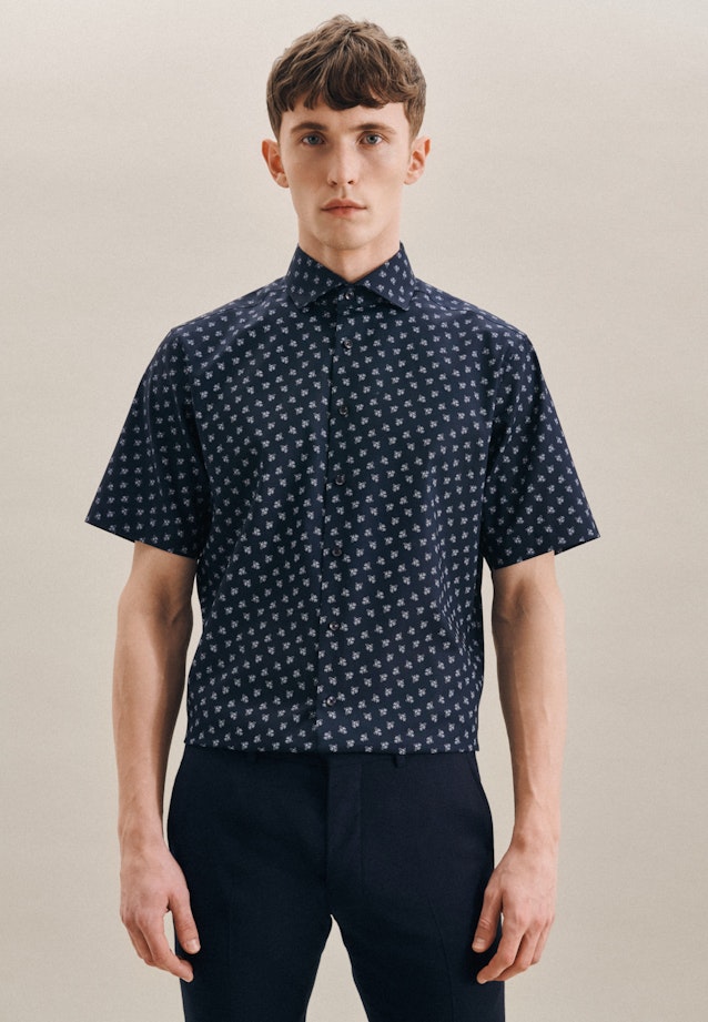 Regular Chemise oxford Imprimé in Bleu Foncé |  Seidensticker Onlineshop