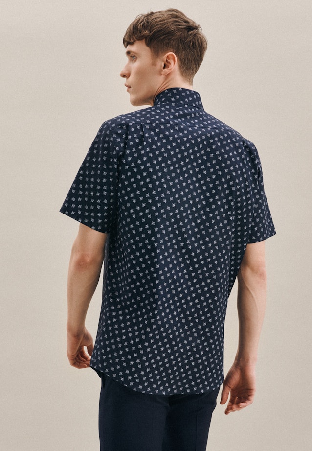 Regular Oxfordhemd Print in Dunkelblau |  Seidensticker Onlineshop