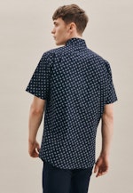 Regular Oxfordhemd Print in Dunkelblau |  Seidensticker Onlineshop