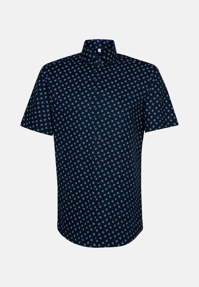 Regular Oxfordhemd Print in Dunkelblau |  Seidensticker Onlineshop