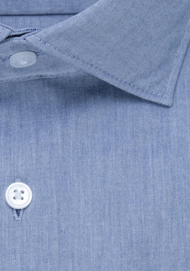 Bügelleichtes Chambray Business Hemd in Regular mit Kentkragen in Mittelblau |  Seidensticker Onlineshop