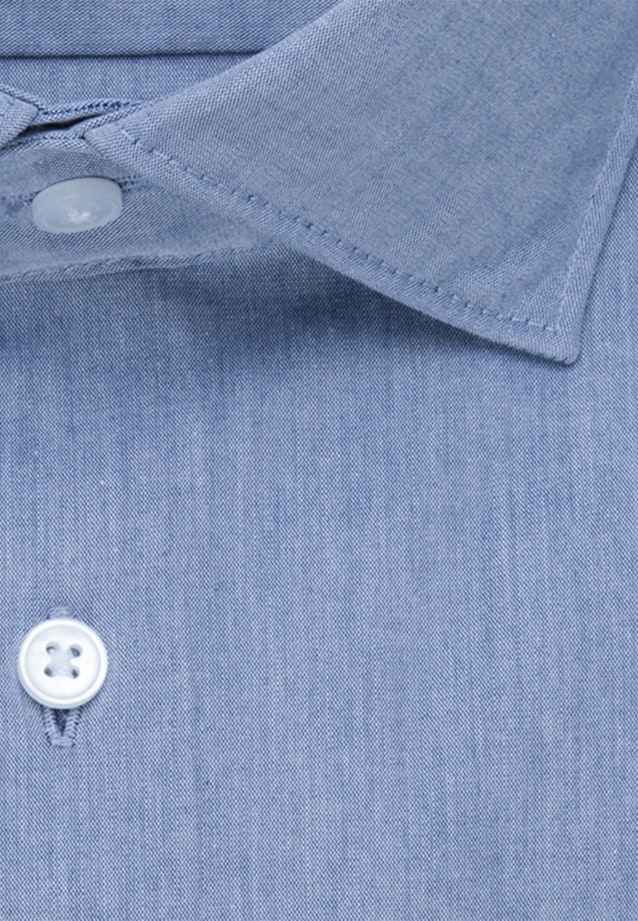 Bügelleichtes Chambray Business Hemd in Regular mit Kentkragen in Mittelblau |  Seidensticker Onlineshop