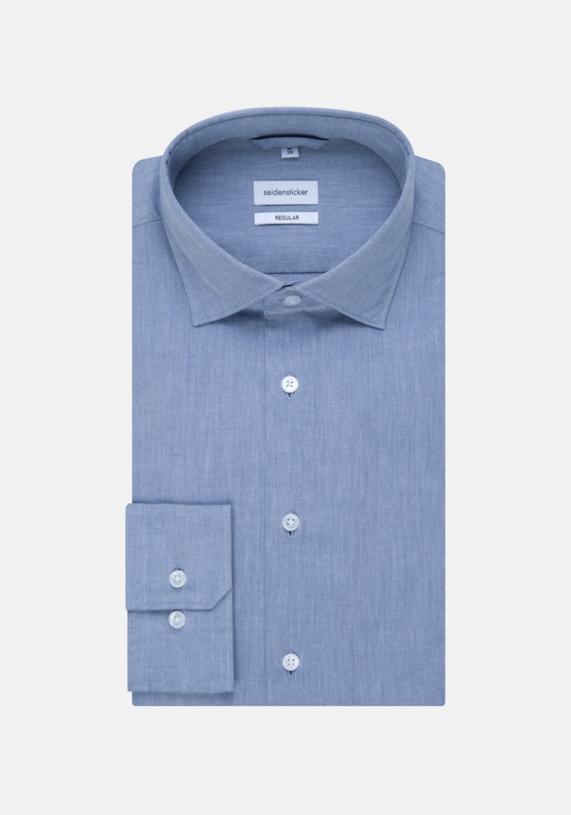 Easy-iron Chambray Business overhemd in Regular with Kentkraag in Middelmatig Blauw |  Seidensticker Onlineshop