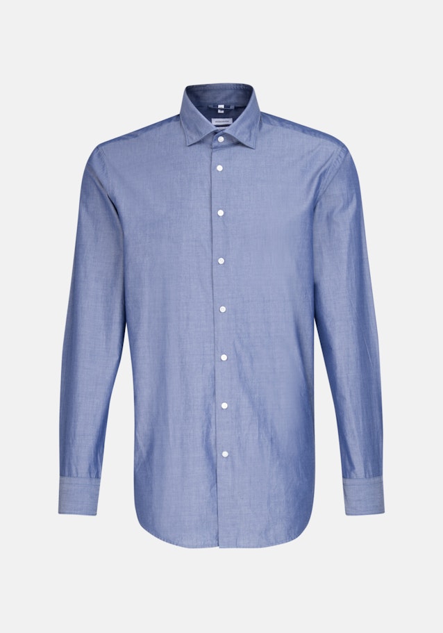 Chemise Business Regular Chambray Col Kent in Bleu Moyen |  Seidensticker Onlineshop