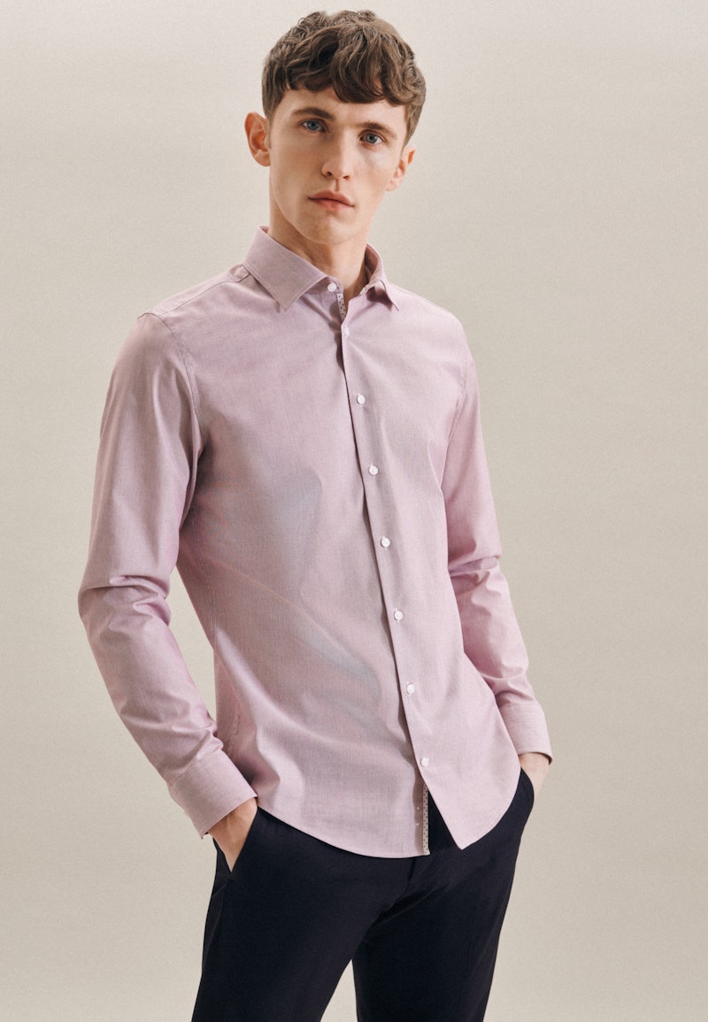 Non-iron Mille Rayé Business Shirt in Shaped with Kent-Collar