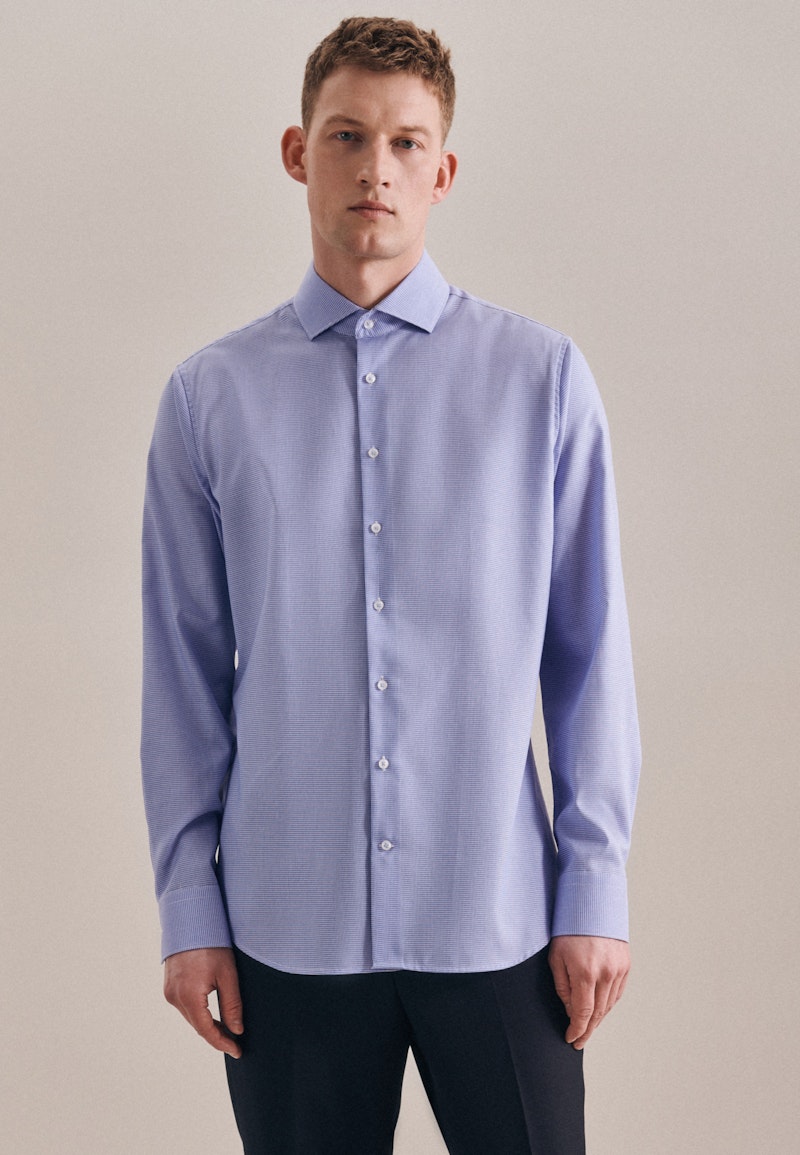 Non-iron Pepita Business Shirt in Shaped with Kent-Collar