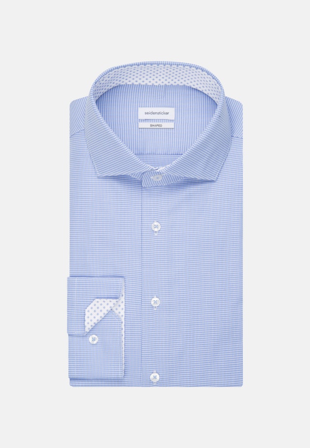 Non-iron Pepita Business Shirt in Shaped with Kent-Collar in Light Blue |  Seidensticker Onlineshop