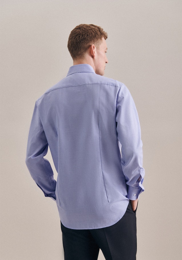 Non-iron Pepita Business overhemd in X-Slim with Kentkraag in Lichtblauw |  Seidensticker Onlineshop