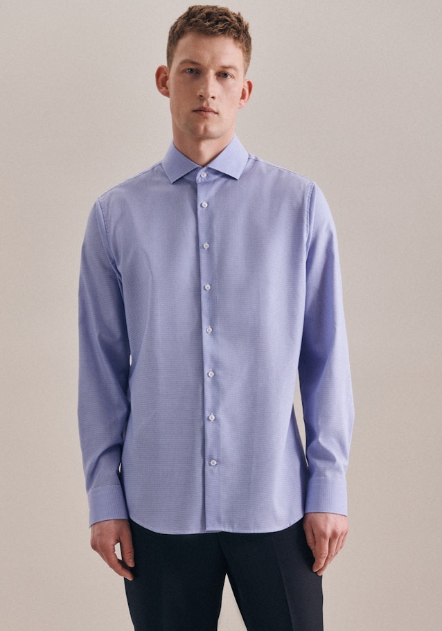 Non-iron Pepita Business Shirt in X-Slim with Kent-Collar in Light Blue |  Seidensticker Onlineshop