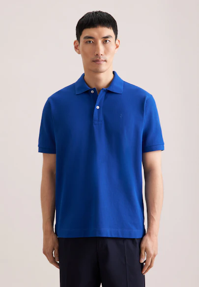 Regular Polo Uni in Bleu Moyen |  Seidensticker Onlineshop