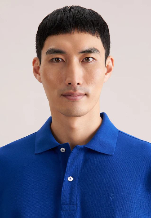 Regular Polo Uni in Bleu Moyen |  Seidensticker Onlineshop