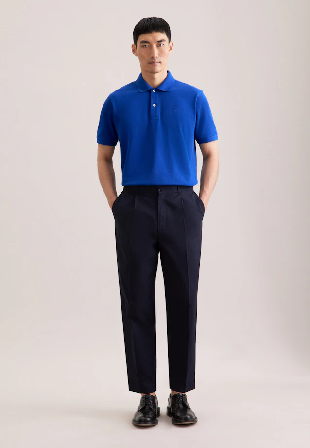 Regular Polo Uni in Bleu Moyen |  Seidensticker Onlineshop
