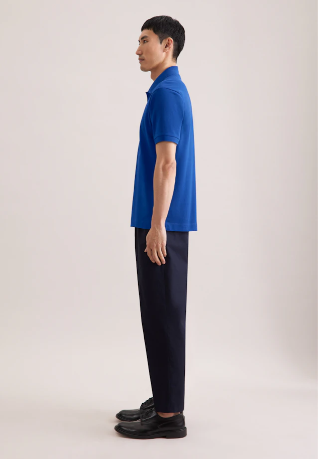 Regular Polo Uni in Bleu Moyen |  Seidensticker Onlineshop