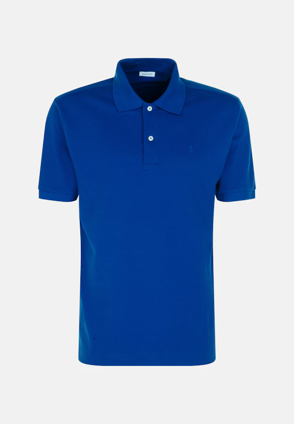 Regular Polo Uni in Bleu Moyen |  Seidensticker Onlineshop