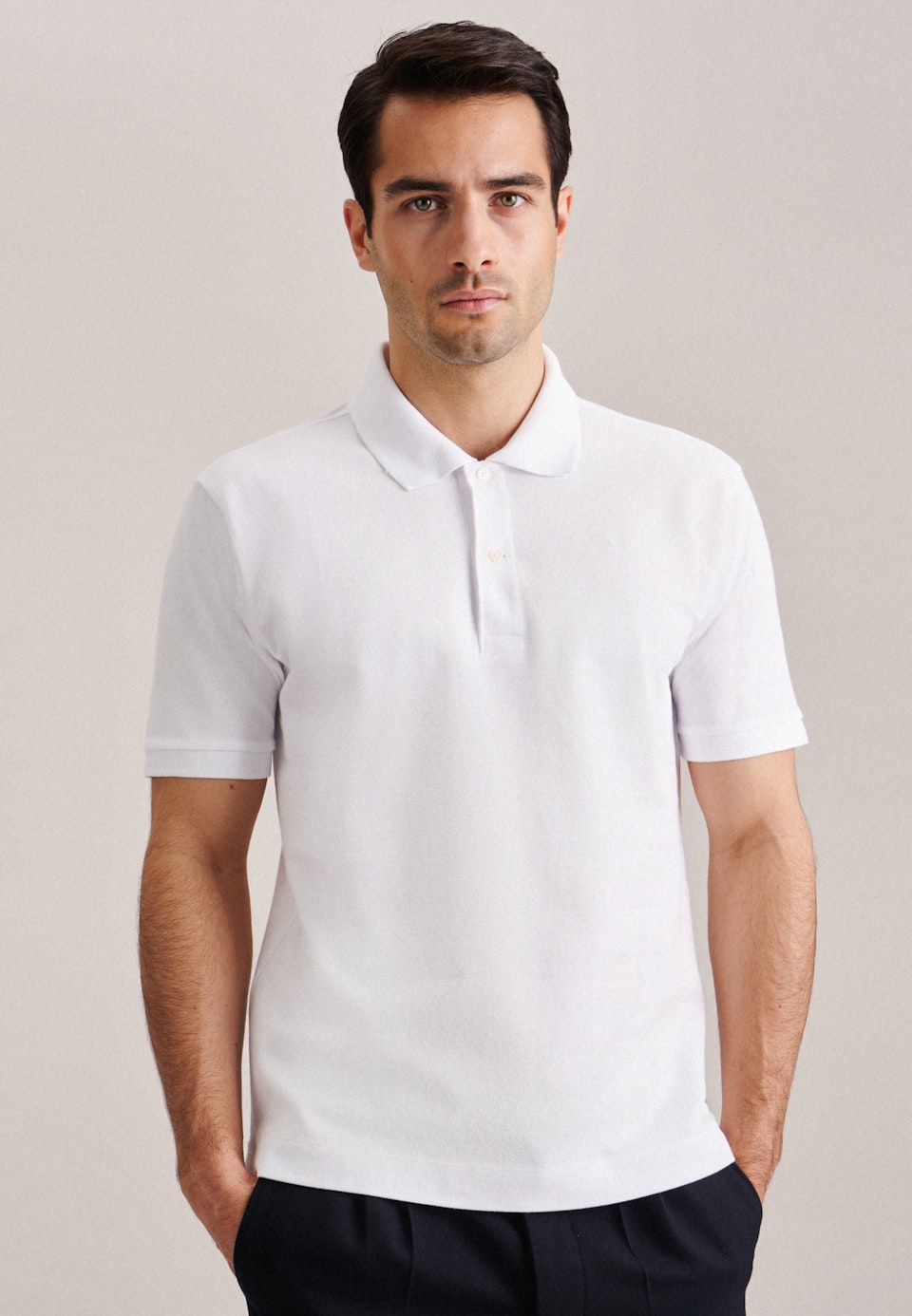 Kragen Polo-Shirt Regular in Weiß |  Seidensticker Onlineshop