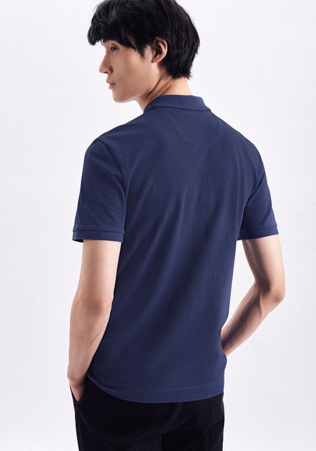 Kraag Polo-Shirt in Middelmatig Blauw |  Seidensticker Onlineshop